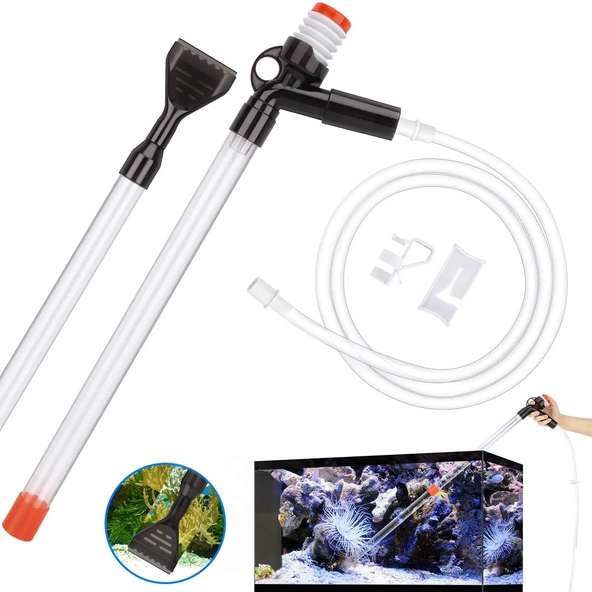 VavoPaw 5 in 1 Fish Tank Cleaner, Sets of Quick Water Changer with Air-Pressing Button, Glass Scraper & Water Flow Controller, Black
VavoPaw 5 in 1 Fish Tank Cleaner, Sets of Quick Water Changer with Air-Pressing Button, Glass Scraper & Water Flow Controller, Black