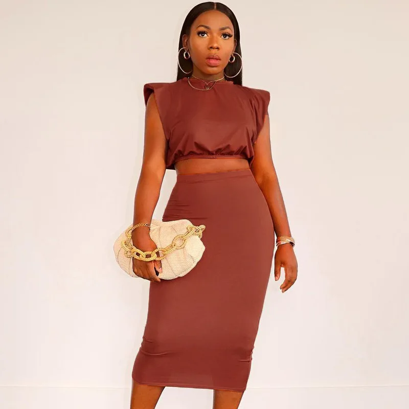 Lagerfe Crop Top Skirt Elegant 2 Two Piece Matching Set Sleeveless Skinny Outfits Women 2021 Summer Wholesale Clothing Apparel
Lagerfe Crop Top Skirt Elegant 2 Two Piece Matching Set Sleeveless Skinny Outfits Women 2021 Summer Wholesale Clothing Apparel