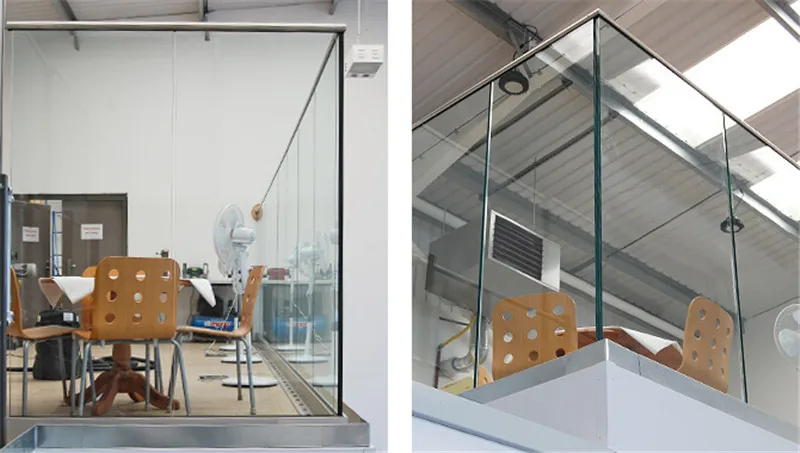 Indoor Top Mounted Glass Railing With Stainless Handrail For Shopping Center