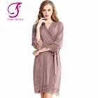 Fung 3028 Customized Ladies Lace Cotton Robe Sexy Dressing Gown Bridal Robes