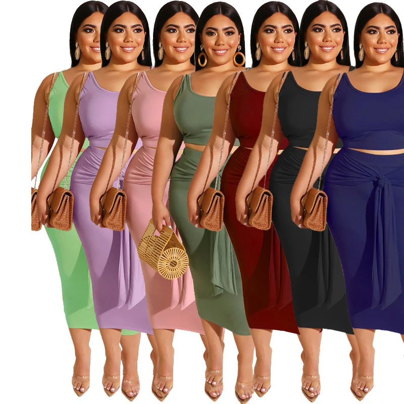 2021 new arrival bandage crop top and pencil 2 piece skirt set plus size two piece casual set women clothing
2021 new arrival bandage crop top and pencil 2 piece skirt set plus size two piece casual set women clothing