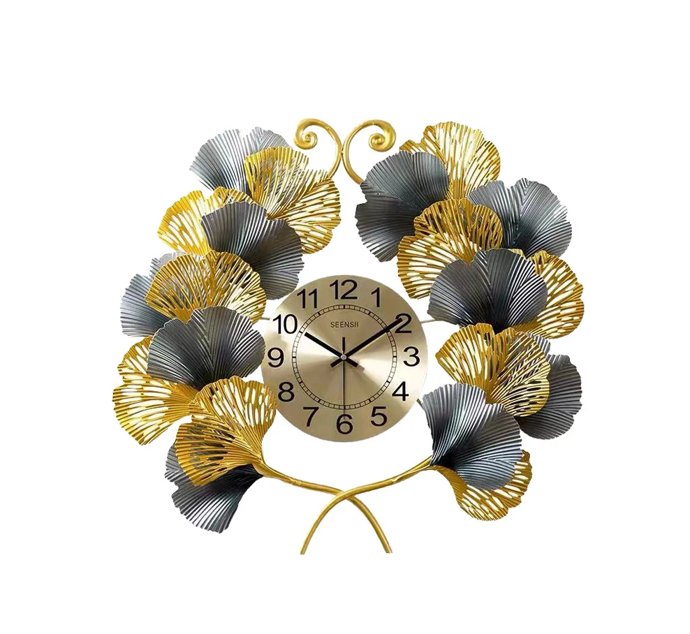 Premium Modern Simple Style Wrought Iron 3D Wall Decoration Gingko Leaf Metal Art Wall Clock Home Decoration For Living Room, Gold
Premium Modern Simple Style Wrought Iron 3D Wall Decoration Gingko Leaf Metal Art Wall Clock Home Decoration For Living Room, Gold