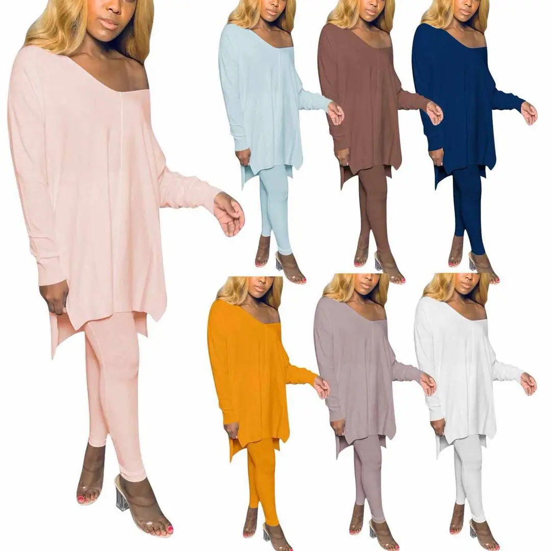 In Stock Fall Fashion Outfits Two Pieces Sets Solid Color Long Sleeve Leggings Jogging Set for Women
In Stock Fall Fashion Outfits Two Pieces Sets Solid Color Long Sleeve Leggings Jogging Set for Women