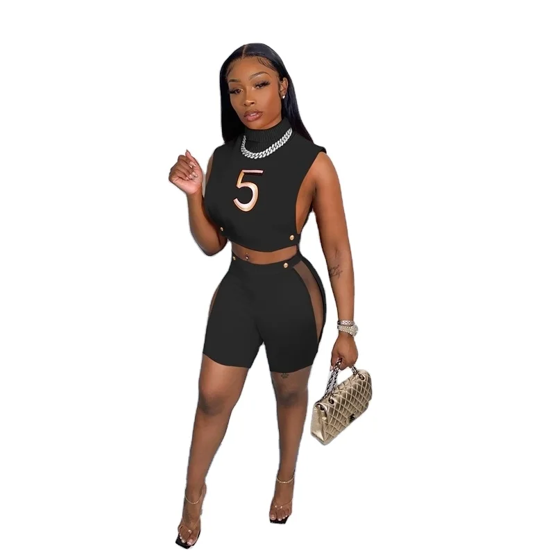 Women's Tracksuits Designer 2022 Summer Number Embroidered High Neck Vest Shorts Two Piece Set
Women's Tracksuits Designer 2022 Summer Number Embroidered High Neck Vest Shorts Two Piece Set