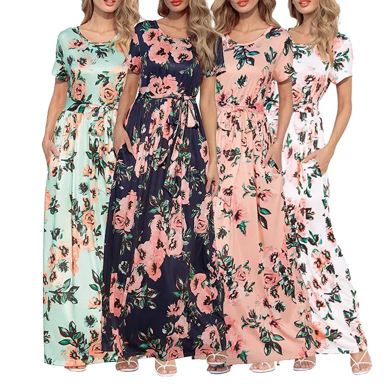 new fashion wholesale summer Round Neck printed floral casual maxi dresses women, Mix color
new fashion wholesale summer Round Neck printed floral casual maxi dresses women, Mix color
