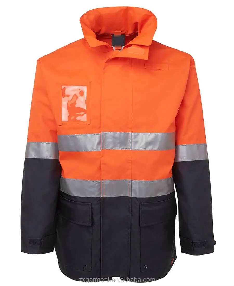 hi vis rain coat safety jacket 300d polyester oxford with pu