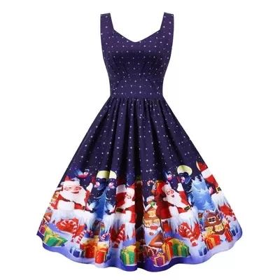 Wholesale High Waist Winter Sleeveless Santa Claus Print C Christmas Party Dress Evening Casual Dresses
Wholesale High Waist Winter Sleeveless Santa Claus Print C Christmas Party Dress Evening Casual Dresses