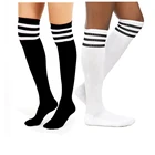 custom cotton knee high white black women long tube socks for sexy women and school girl striped knee high dress socks