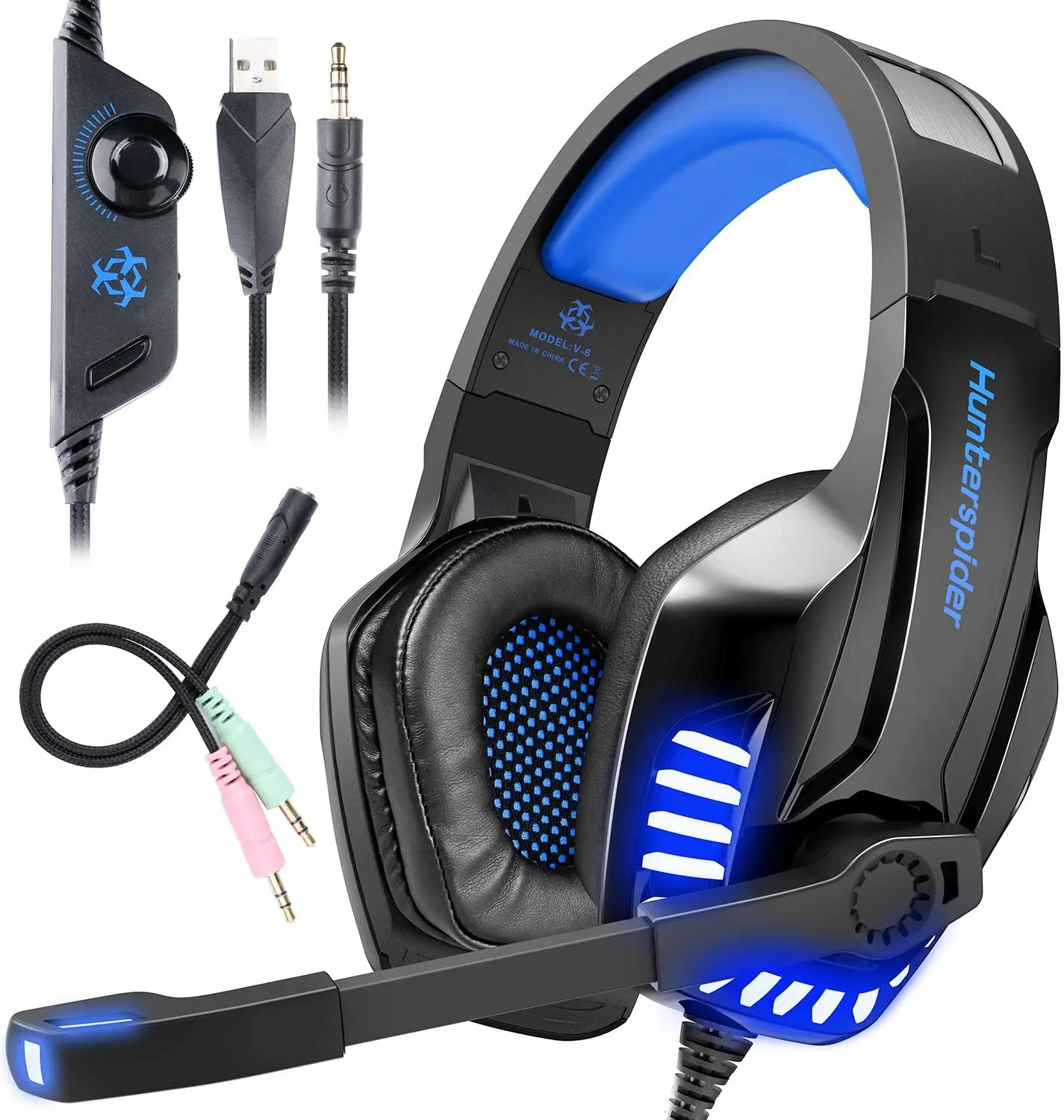 Hunterspider V6 Headset 3.5 mm Surround Sound Headset with Microphone Over-Ear Headphones for Laptop Mobile Phone
Hunterspider V6 Headset 3.5 mm Surround Sound Headset with Microphone Over-Ear Headphones for Laptop Mobile Phone