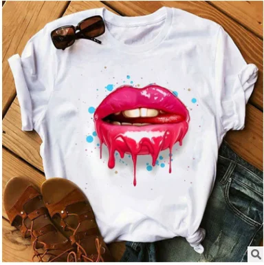 Summer Wear Women Tops Red Mouth Lip Love Print T Shirts O-Neck Short Sleeve Lady T-shirt, Customized color
Summer Wear Women Tops Red Mouth Lip Love Print T Shirts O-Neck Short Sleeve Lady T-shirt, Customized color