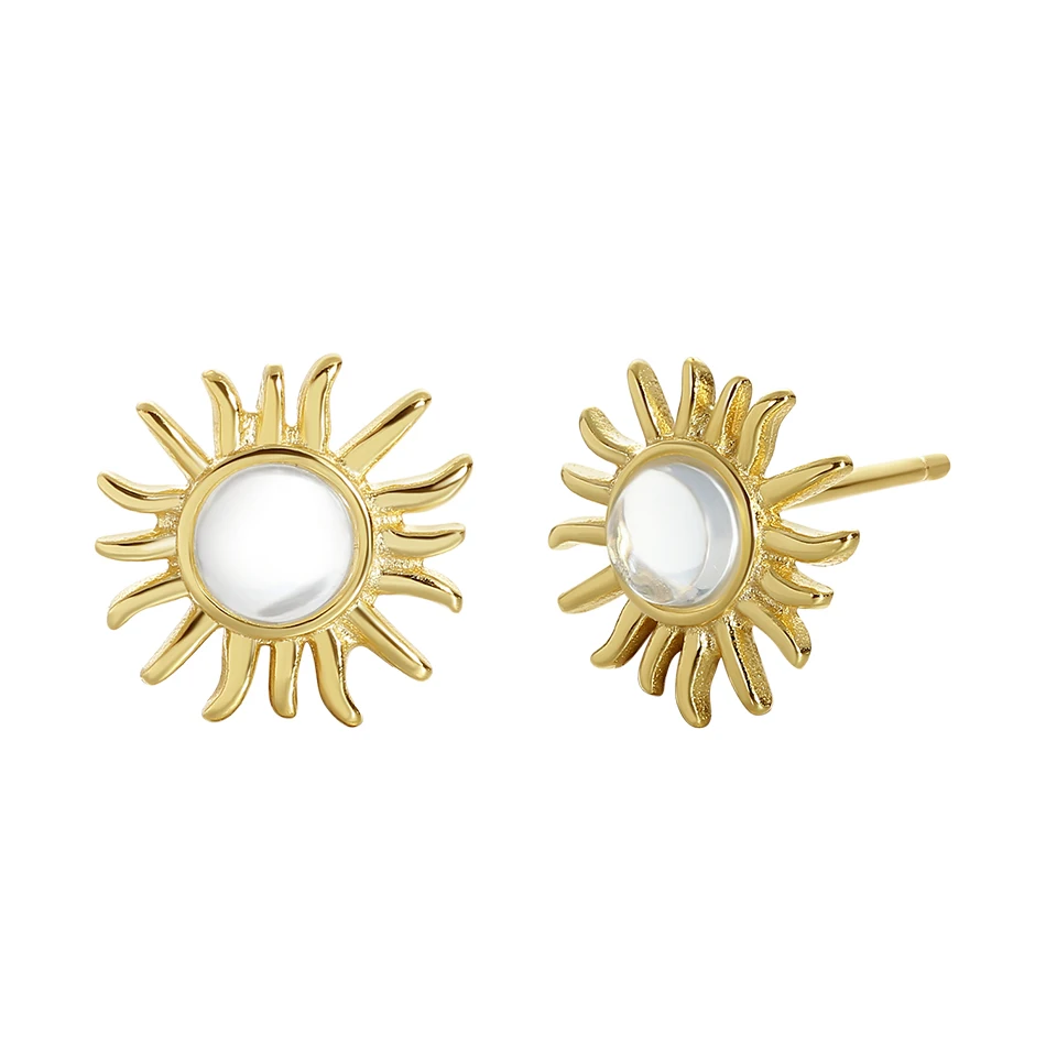 Trendy 925 sterling silver earrings for women party jewelry gift 18K gold plated sun stone stud earrings
Trendy 925 sterling silver earrings for women party jewelry gift 18K gold plated sun stone stud earrings