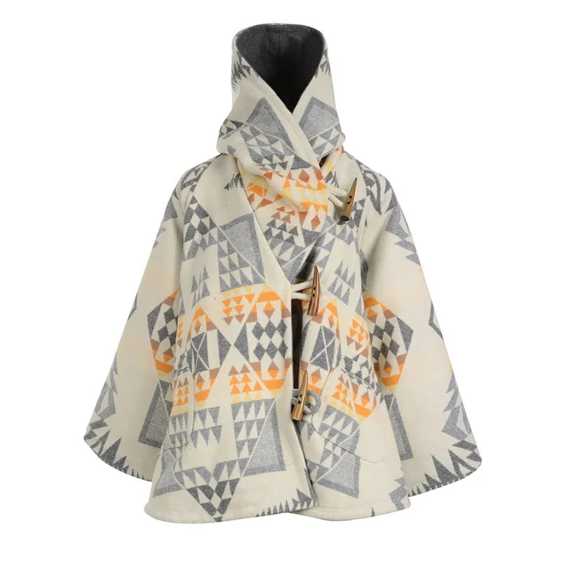 Long-sleeved Hat Coat Print Coat European and American Autumn and Winter Women's Wear
Long-sleeved Hat Coat Print Coat European and American Autumn and Winter Women's Wear