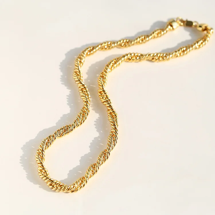 Eico 2021 Personality contracted coarse twist chain bracelet female retro temperament thick chain clavicle gold plated necklace
Eico 2021 Personality contracted coarse twist chain bracelet female retro temperament thick chain clavicle gold plated necklace