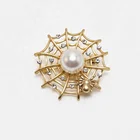Kavatar Custom Elegant Rhinestone Pearl Men Brooch Pin for Women