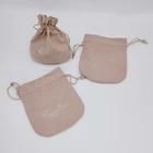 Customized Logo Drawstring Round Suede Jewelry Packaging Pouch Bag