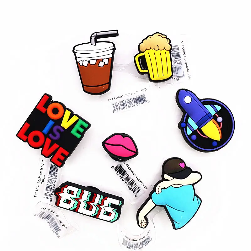 Luxury New Love Shoe Charms Mouth Spacecraft Juvenile Coffee Beer PVC Shoe Accessories Decoration Fit NEW Party Kids Gifts
Luxury New Love Shoe Charms Mouth Spacecraft Juvenile Coffee Beer PVC Shoe Accessories Decoration Fit NEW Party Kids Gifts
