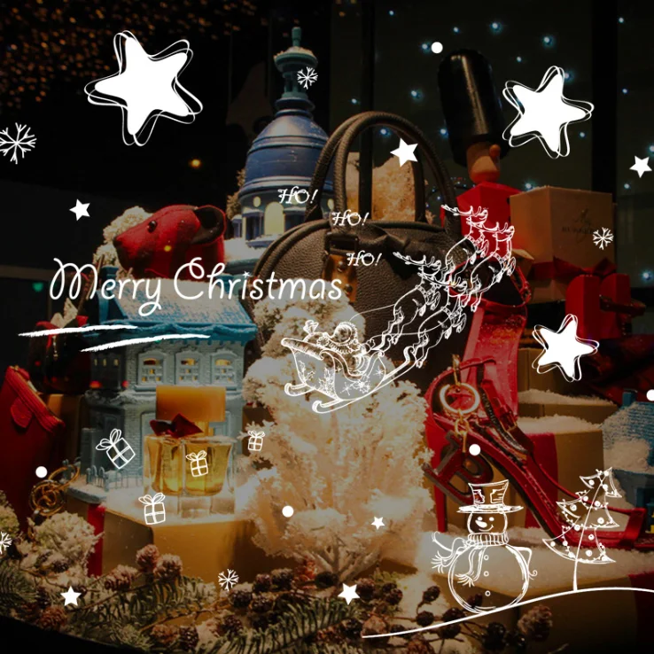 christmas window decals stickers, xmas snowflake window clings