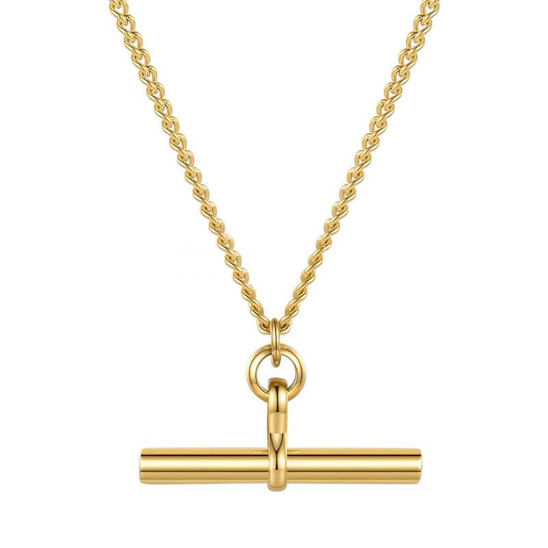 Trendy Jewelry 18K Gold Plated Stainless Steel T-BAR Pendant Necklace For Women Long Curb Chain Necklace
Trendy Jewelry 18K Gold Plated Stainless Steel T-BAR Pendant Necklace For Women Long Curb Chain Necklace