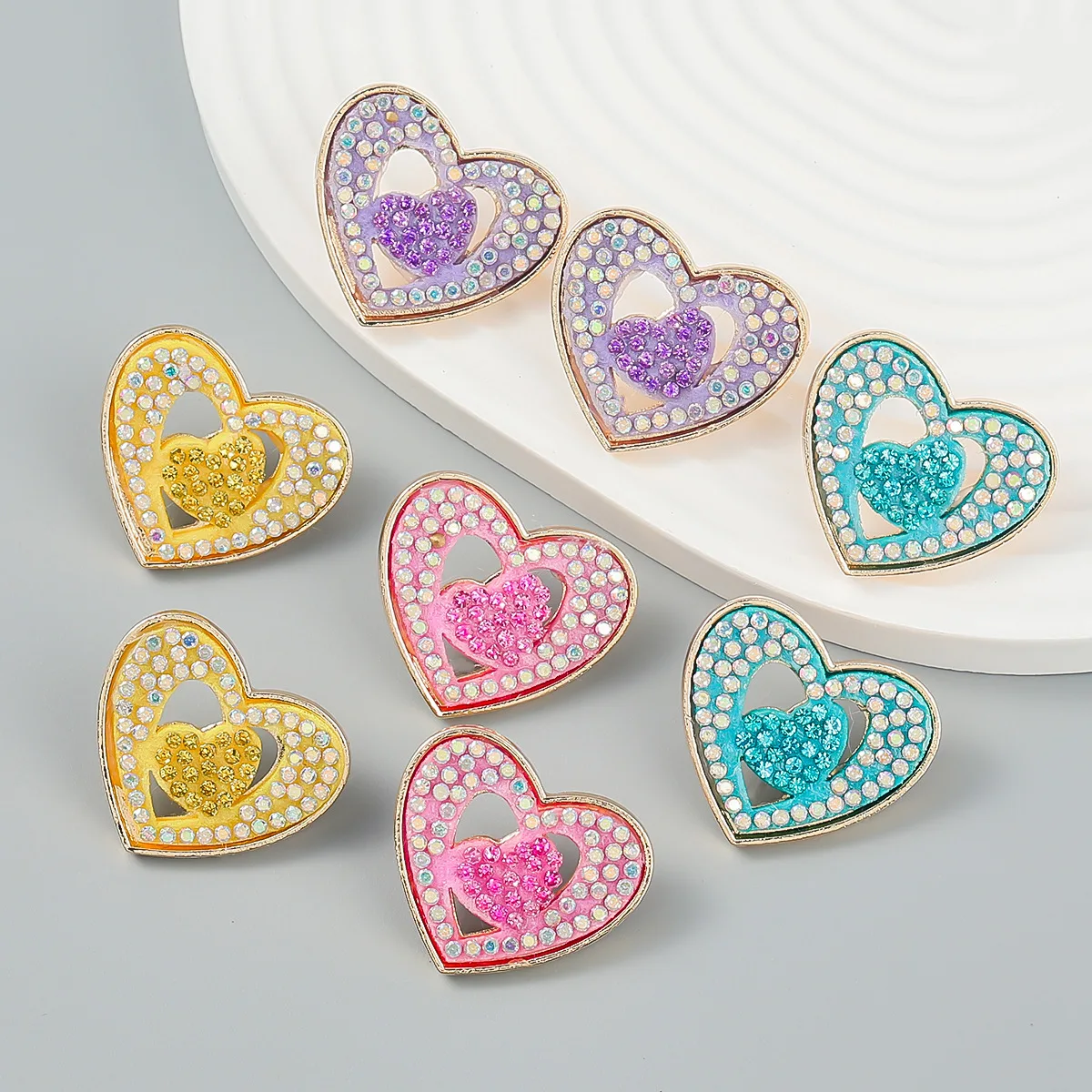 Jachon Double Heart Shaped Alloy Diamond Acrylic Geometric Earrings Girl Stud Earrings New
Jachon Double Heart Shaped Alloy Diamond Acrylic Geometric Earrings Girl Stud Earrings New
