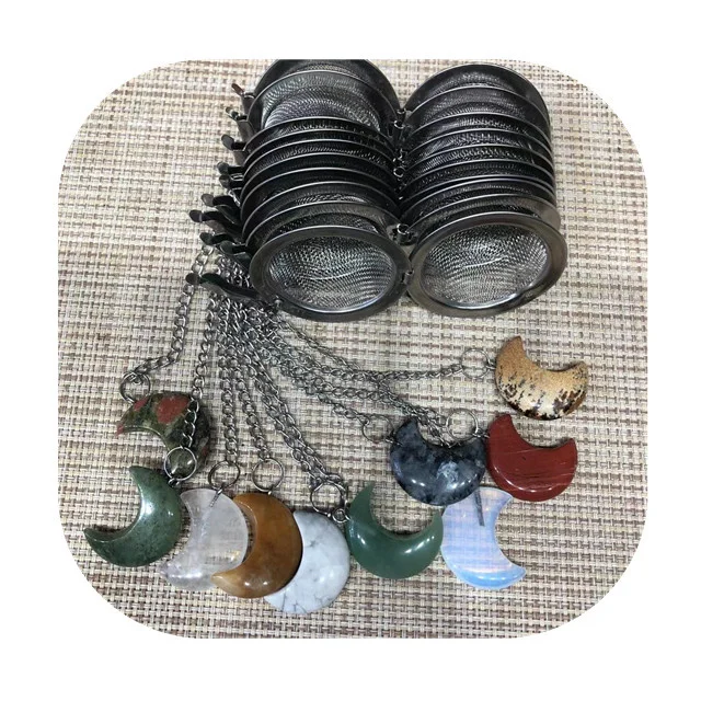 Wholesale 304 stainless steel filter natural mixed quartz crystal crescent moon tea infusers for gift
Wholesale 304 stainless steel filter natural mixed quartz crystal crescent moon tea infusers for gift