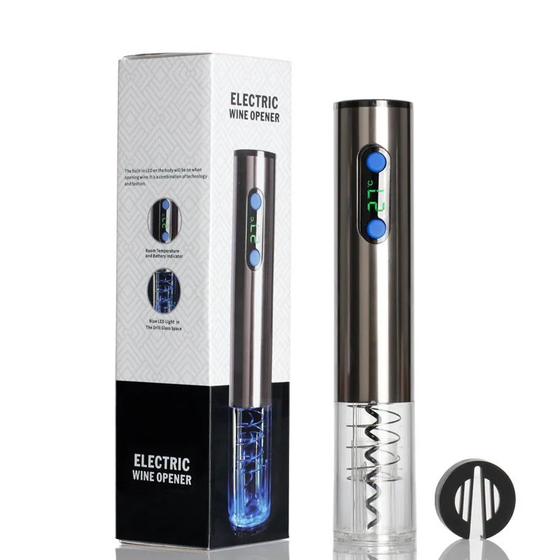 Temperature Display Rechargeable Electric Wine Opener Usb Auto Bar Kit Corkscrew Red Wine Bottle Opener Set, Gun black /silver gray
Temperature Display Rechargeable Electric Wine Opener Usb Auto Bar Kit Corkscrew Red Wine Bottle Opener Set, Gun black /silver gray