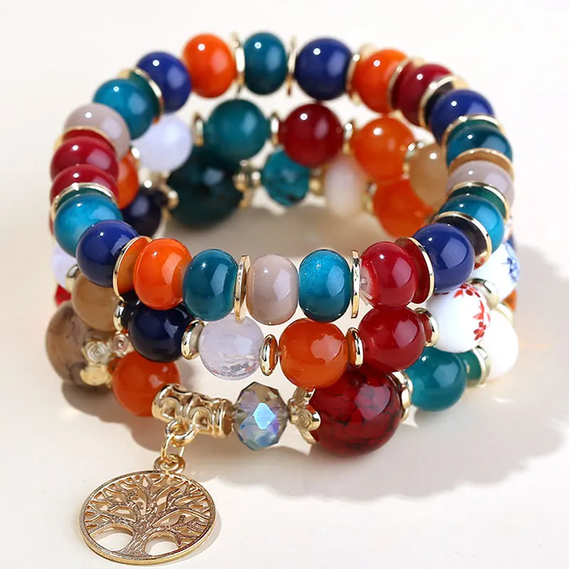 Wholesale Fashionable Adjustable Layering Crystal Beads Bracelets Tree Of Life Charm Bracelets Set For Girls Women
Wholesale Fashionable Adjustable Layering Crystal Beads Bracelets Tree Of Life Charm Bracelets Set For Girls Women