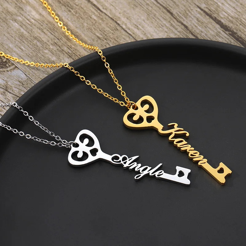 Key Shaped Name Jewelry For Mens Women Plated Stainless Steel Pendant Sterling Sliver Custom Necklace And Ring Set, Gold, silver, rose gold
Key Shaped Name Jewelry For Mens Women Plated Stainless Steel Pendant Sterling Sliver Custom Necklace And Ring Set, Gold, silver, rose gold