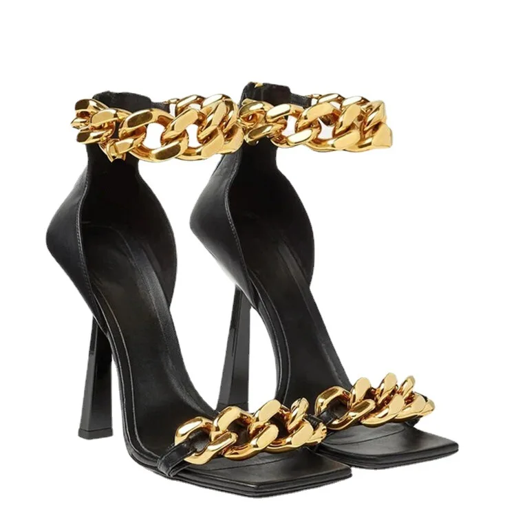 New Arrival Sexy Sandals for Women Metal Chain Party Heels Sandal Block Stiletto Heels Open Toe Sandals High Heel, As picture
New Arrival Sexy Sandals for Women Metal Chain Party Heels Sandal Block Stiletto Heels Open Toe Sandals High Heel, As picture