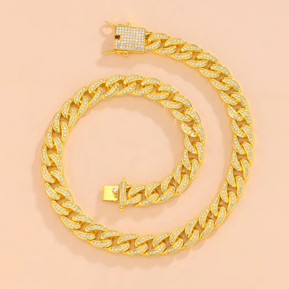 Wholesale Drop Shipping 12mm Diamond Choker Men Necklace Hiphop Plated 18k Gold Iced Out Cuban Link Chain Jewelry Necklace
Wholesale Drop Shipping 12mm Diamond Choker Men Necklace Hiphop Plated 18k Gold Iced Out Cuban Link Chain Jewelry Necklace