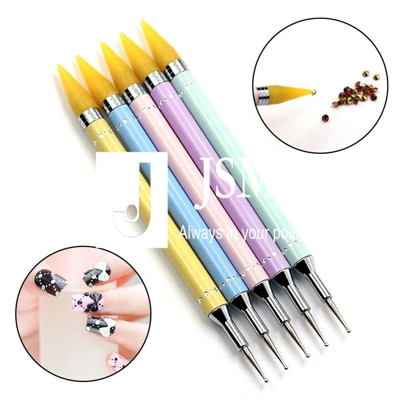 

1pcs Wax Dotting Pen Dual-ended Pencils Rhinestone Picker Steel Rhinestone Handle Nail Art Dotting Tools NP091