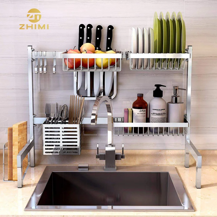 Hot Sale 304Stainless Steel Standing Type Kitchen Accessaries Storage Holder Rack Over the Sink Dish Plate Drainer Rack
Hot Sale 304Stainless Steel Standing Type Kitchen Accessaries Storage Holder Rack Over the Sink Dish Plate Drainer Rack