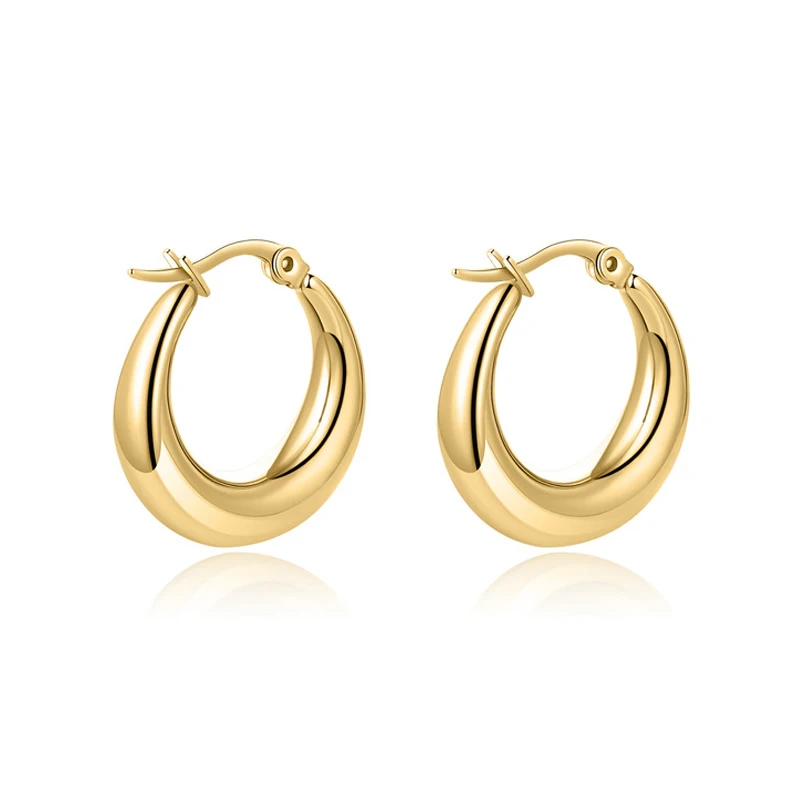 Wholesale stainless steel thick hollow earring chunky 18k gold plated half moon hoop earrings for women
Wholesale stainless steel thick hollow earring chunky 18k gold plated half moon hoop earrings for women
