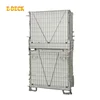 EU standard industrial warehouse welded collapsible stackable storage metal forklift wire mesh basket crate