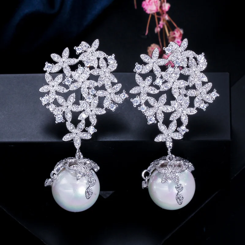 Fashion Marquise Shape CZ Cubic Zirconia Pearl Earring White Gold Color Bridal Wedding Earring, Gold/silver
Fashion Marquise Shape CZ Cubic Zirconia Pearl Earring White Gold Color Bridal Wedding Earring, Gold/silver
