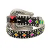Ladies Western style bling belt with colorful crystal rhinestones conchos and removable buckle for women