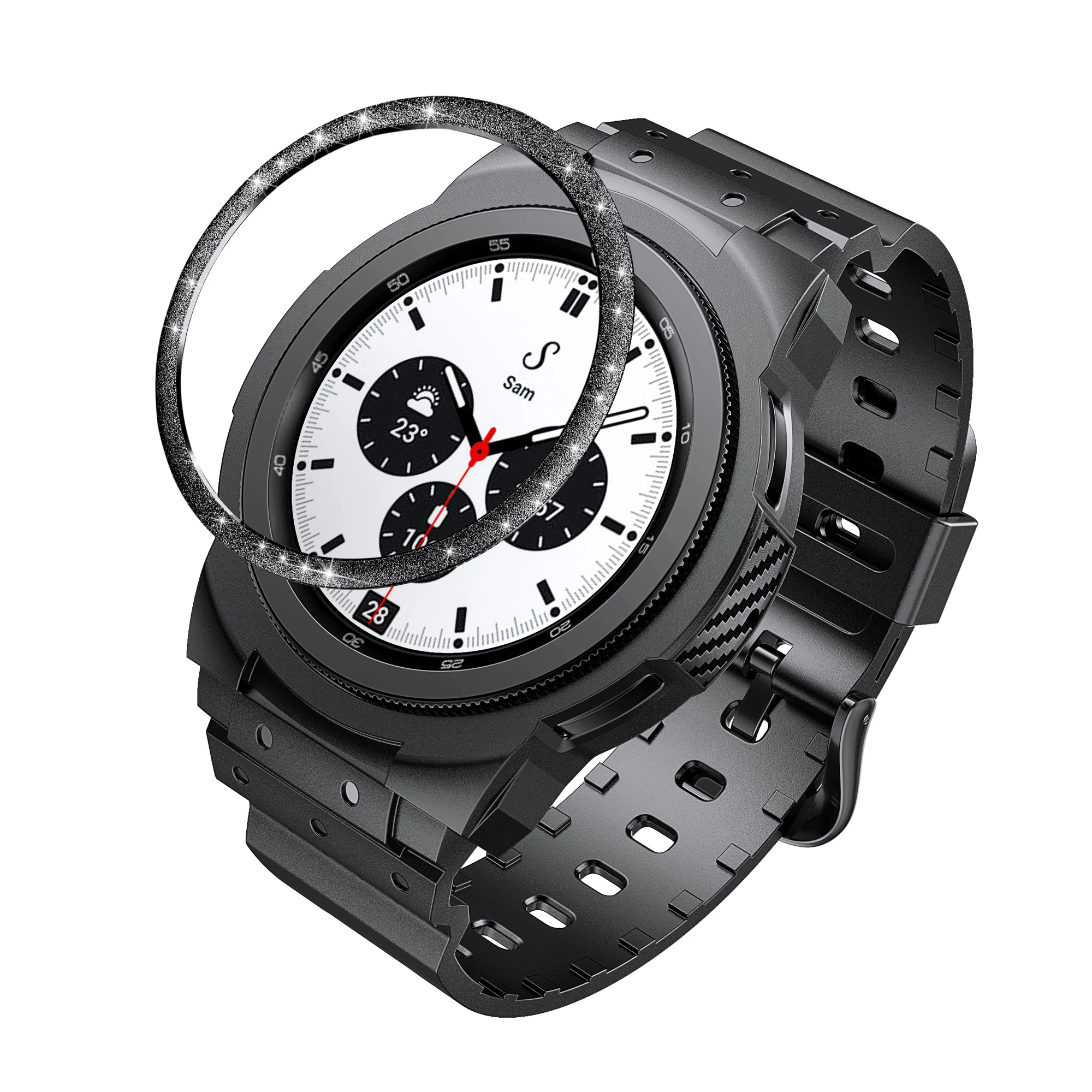One-Piece TPU Band With Protective Case+Stainless Steel Bezel Bling Ring for Samsung Galaxy Watch 4 Classic 42mm
One-Piece TPU Band With Protective Case+Stainless Steel Bezel Bling Ring for Samsung Galaxy Watch 4 Classic 42mm