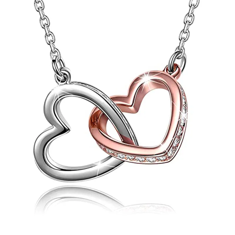 2021 Beautifully Jewelry S925 Sterling Silver Necklace Silver Double Heart Necklace for Women Girl Birthday Gift, Silver color
2021 Beautifully Jewelry S925 Sterling Silver Necklace Silver Double Heart Necklace for Women Girl Birthday Gift, Silver color
