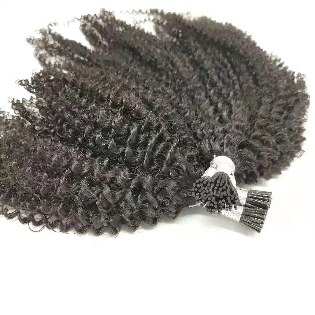 2021 Hot Selling One Donor Virgin Brazilian Human Hair Afro Curly I Tip Hair Extension For Black Women, Custom colors 
2021 Hot Selling One Donor Virgin Brazilian Human Hair Afro Curly I Tip Hair Extension For Black Women, Custom colors