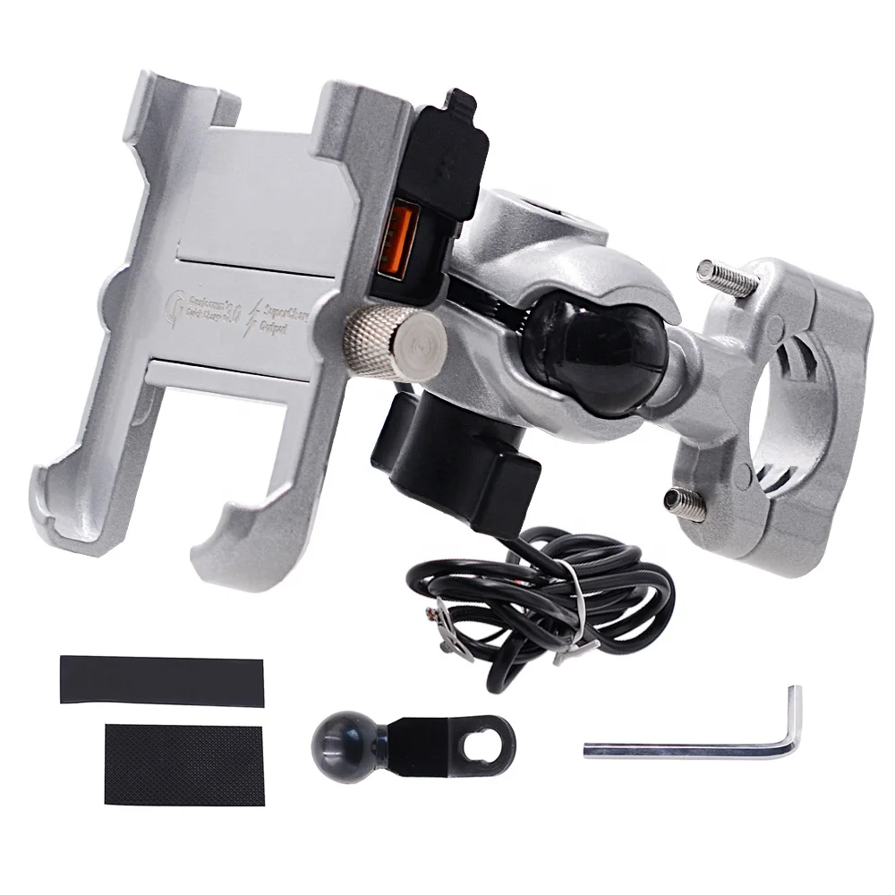 360 Degree Free Rotation Universal Adjustable Aluminum Aluminum Bike GPS Smartphone Mount Moto Phone Holder, Silver
360 Degree Free Rotation Universal Adjustable Aluminum Aluminum Bike GPS Smartphone Mount Moto Phone Holder, Silver