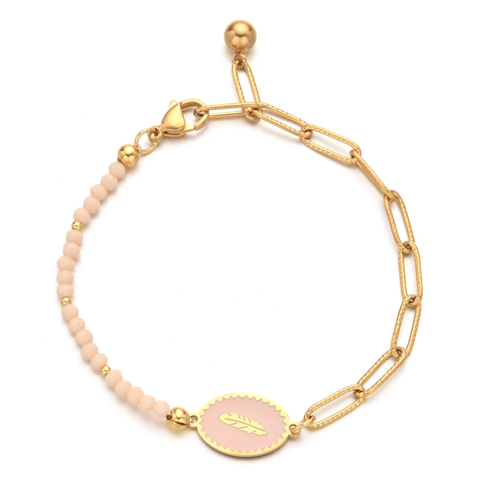 Creative Design Enamel Feather Bracelet Women Fashion Stainless Steel Chain Jewelry Anniversary Holiday Gift
Creative Design Enamel Feather Bracelet Women Fashion Stainless Steel Chain Jewelry Anniversary Holiday Gift