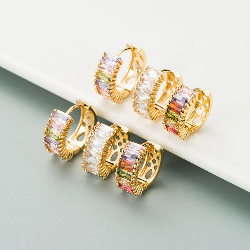 Colored Zircon Hollow Earrings 18K Gold Plated Brass Stud Earrings Small Design Earrings
Colored Zircon Hollow Earrings 18K Gold Plated Brass Stud Earrings Small Design Earrings