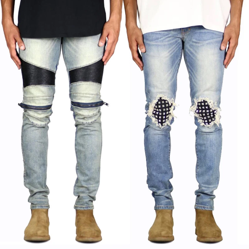 New Arrival men jeans elastic skinny paint pants for man knee patches nails denim damaged jeans amirys custom logo slim pant, Picture color
New Arrival men jeans elastic skinny paint pants for man knee patches nails denim damaged jeans amirys custom logo slim pant, Picture color