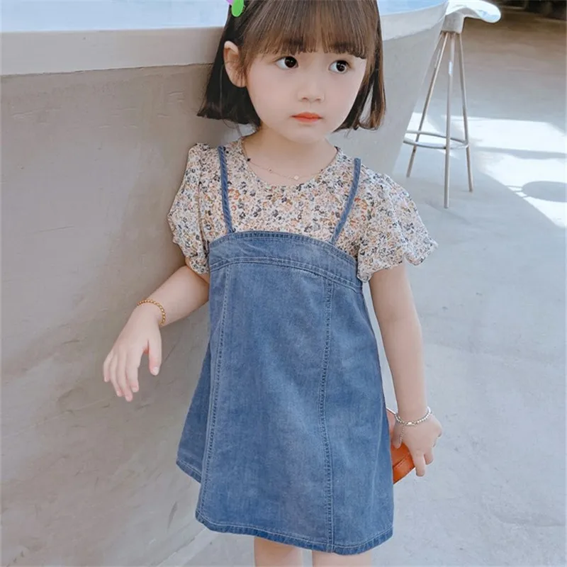 2021 New Girl Summer Denim Princess Dress Solid Color Short-Sleeve Dress Children Girl Round Neck Casual Girls Dress
2021 New Girl Summer Denim Princess Dress Solid Color Short-Sleeve Dress Children Girl Round Neck Casual Girls Dress