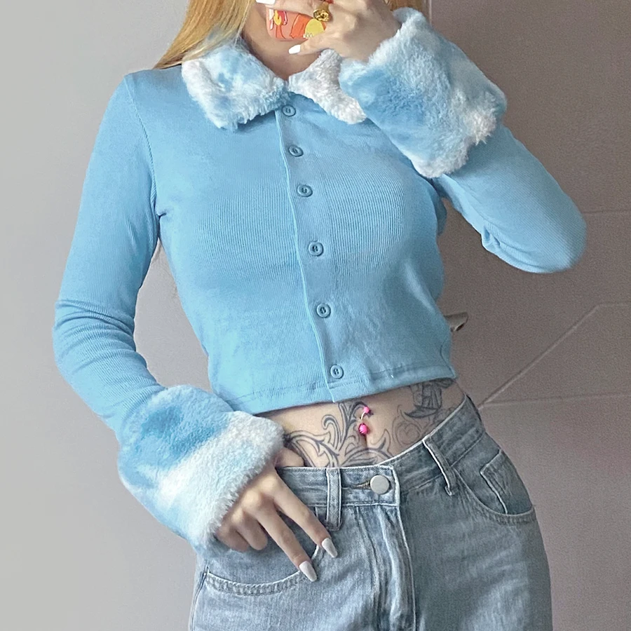 2021 Solid Knit Sweaters Casual Streetwear With Fur Trim Collar Knitted Ladies Cardigans
2021 Solid Knit Sweaters Casual Streetwear With Fur Trim Collar Knitted Ladies Cardigans