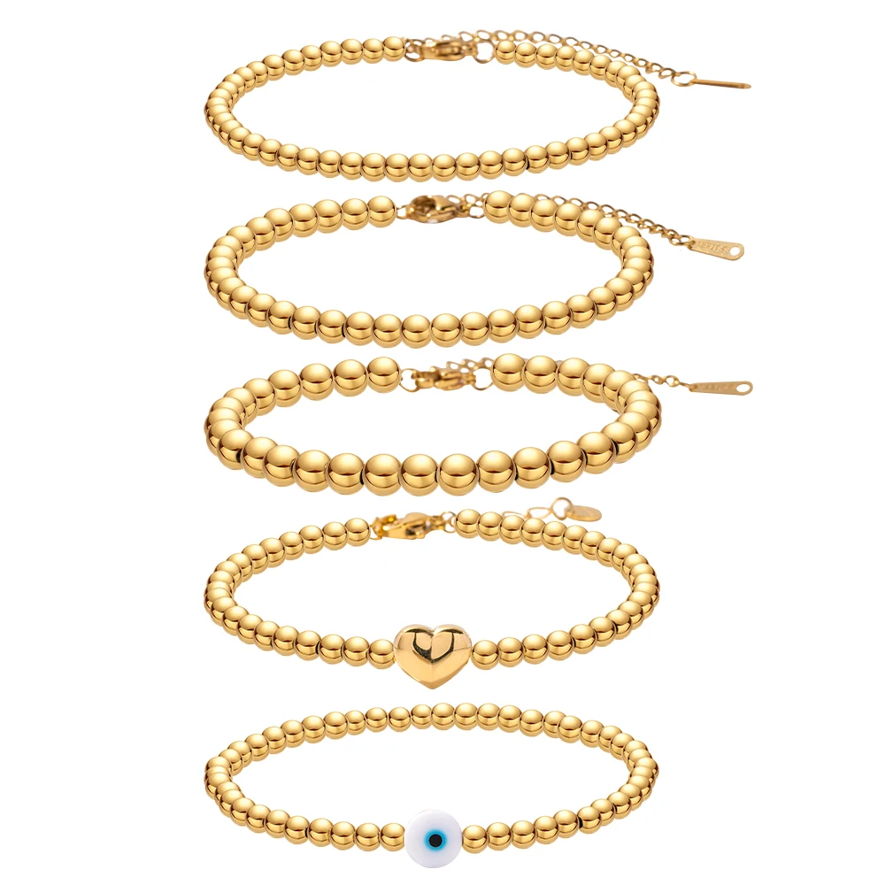 Minimalist INS 18K Gold Plated Stainless Steel Jewelry Heart Pendant Bead Chain Bracelet for Women
Minimalist INS 18K Gold Plated Stainless Steel Jewelry Heart Pendant Bead Chain Bracelet for Women