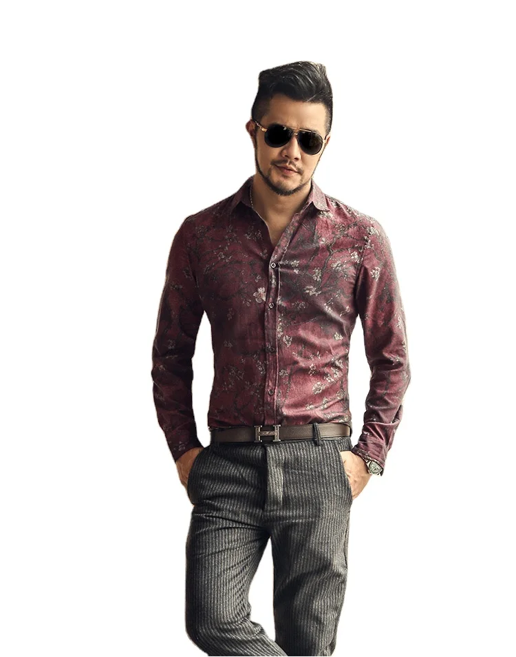 New fashion men creative beautiful design digital print long sleeve shirt temperament commuting 
New fashion men creative beautiful design digital print long sleeve shirt temperament commuting