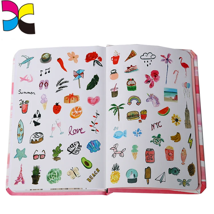 Hot sale sticker book printing journal agenda pocket customized printing