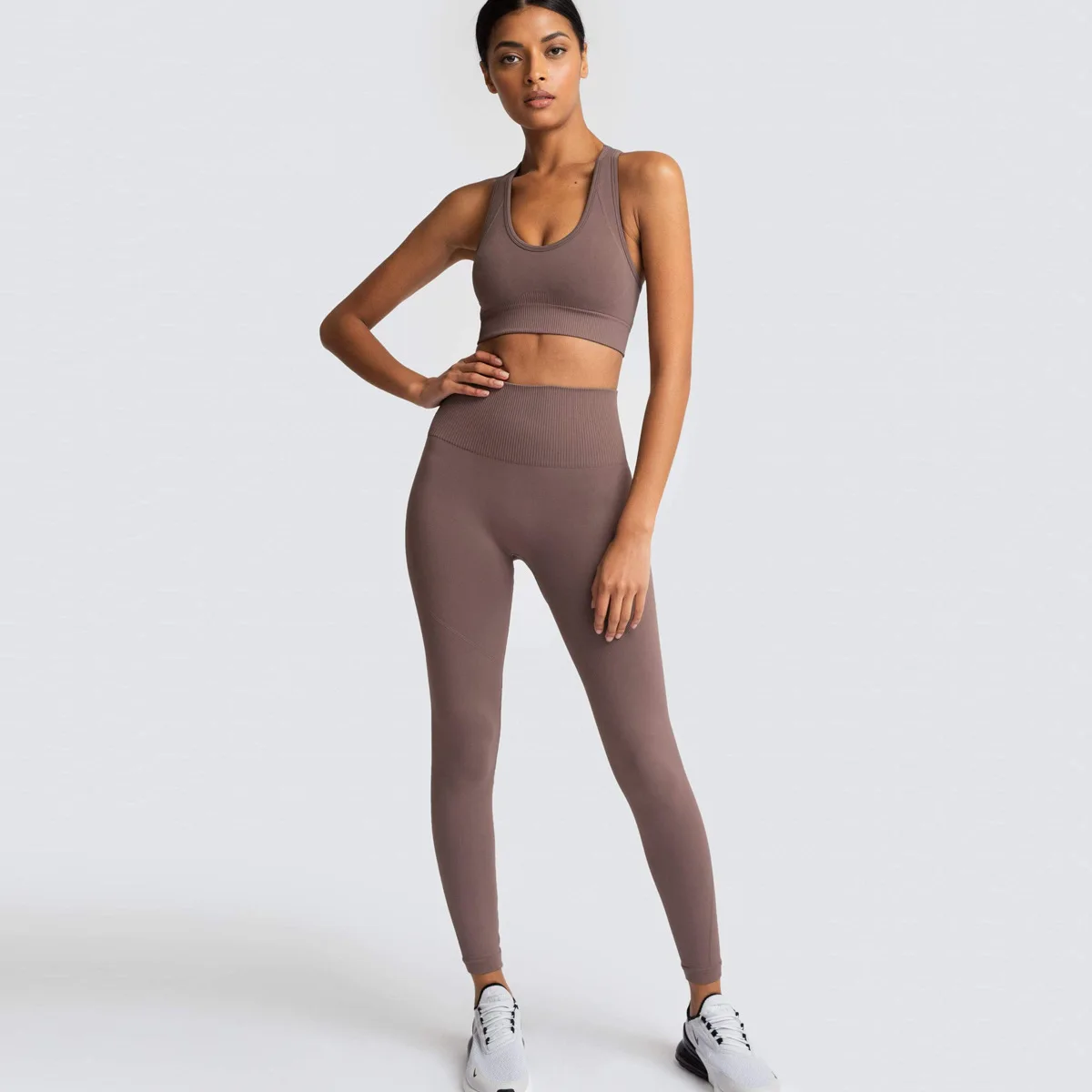 Athletic Wear Multiple Styles Two Piece Set Women Seamless Yoga Leggings And Bra Gym Workout Yoga Set, Gray/black/purple/rose red/blue
Athletic Wear Multiple Styles Two Piece Set Women Seamless Yoga Leggings And Bra Gym Workout Yoga Set, Gray/black/purple/rose red/blue