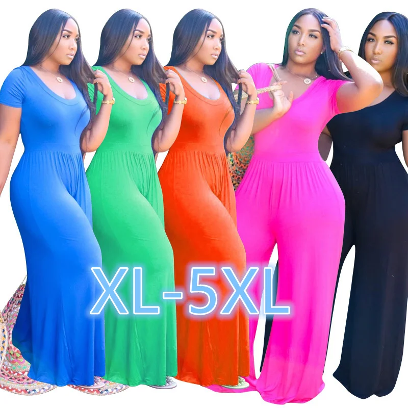 Wholesale 5 colors XL-5XL wide-leg short-sleeved plus size high quality women clothing fashion casual plus size jumpsuit
Wholesale 5 colors XL-5XL wide-leg short-sleeved plus size high quality women clothing fashion casual plus size jumpsuit