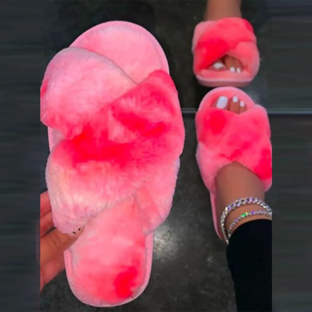 2021 Winter New Fashion Gradients Plush Leisure Home Antiskid Thermal Tie Dyed Fur Slippers Sandals Shoes Women, Yellow purple watermelon red colorful
2021 Winter New Fashion Gradients Plush Leisure Home Antiskid Thermal Tie Dyed Fur Slippers Sandals Shoes Women, Yellow purple watermelon red colorful